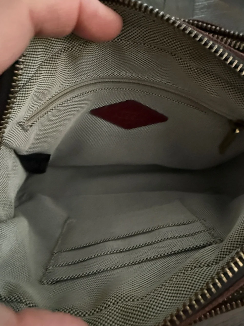 Fossil Campbell Dark Red Leather Suede Crossbody Bag Adjustable Strap - Picture 10 of 11